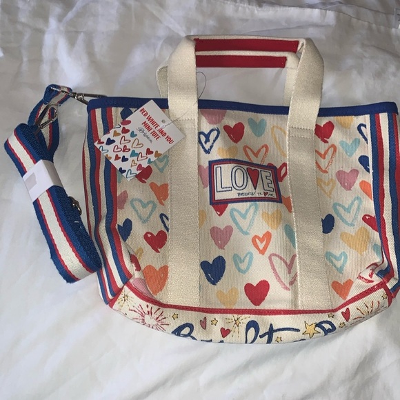 BNWT Brighton Red White & You Mini Canvas Tote - Picture 1 of 10